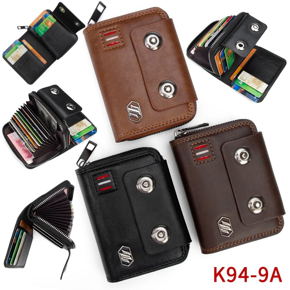 Men's Wallet Made of PU Wax Oil Skin Purse for Men Coin Purse Short Male Card Holder Wallets Zipper Around Money Coin Purse